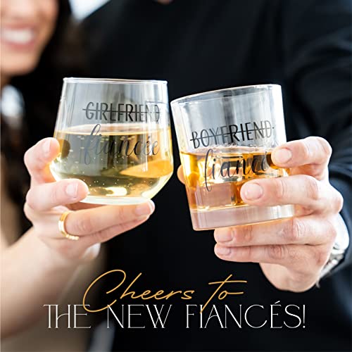 Engagement Wine and Whiskey Glasses with Diamond Stopper