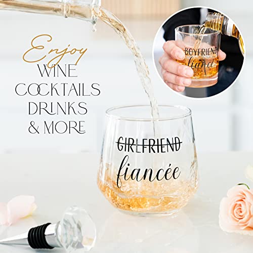 Engagement Wine and Whiskey Glasses with Diamond Stopper