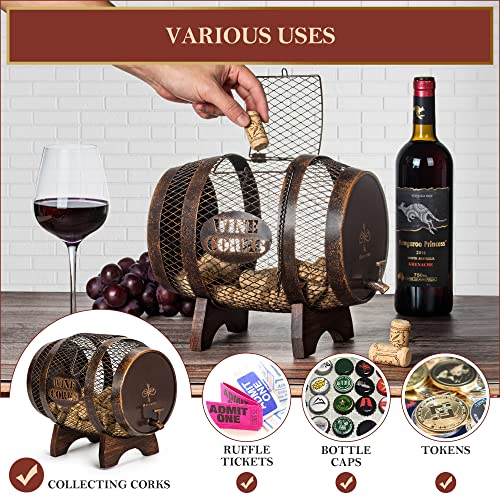 Large Barrel Cork Holder on Wooden Stand for Wine Lovers