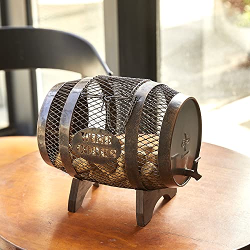Large Barrel Cork Holder on Wooden Stand for Wine Lovers