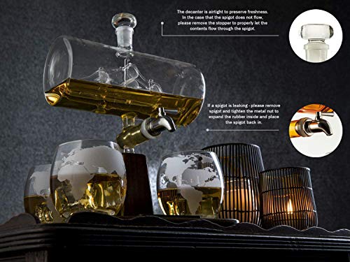 Globe Decanter Set with Glasses - Unique Gift Idea