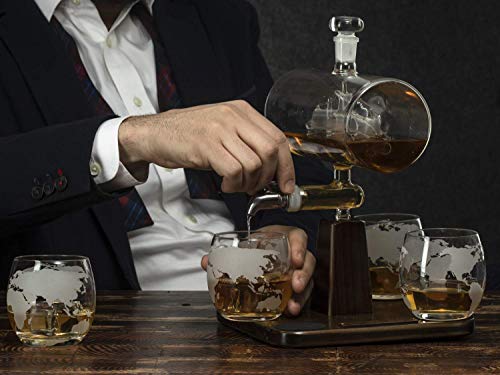 Globe Decanter Set with Glasses - Unique Gift Idea