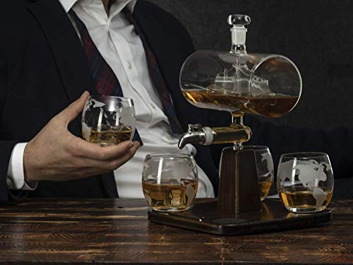 Globe Decanter Set with Glasses - Unique Gift Idea