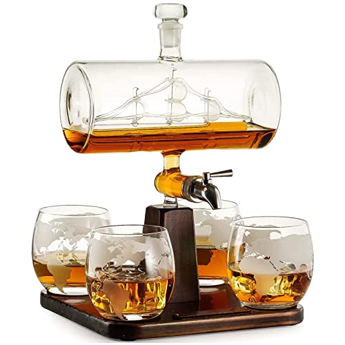 Globe Decanter Set with Glasses - Unique Gift Idea