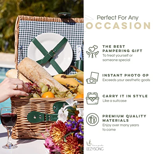 Wicker Picnic Basket for Two with Complete Set