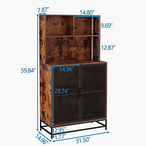 Industrial Wine Bar Cabinet with LED Lights