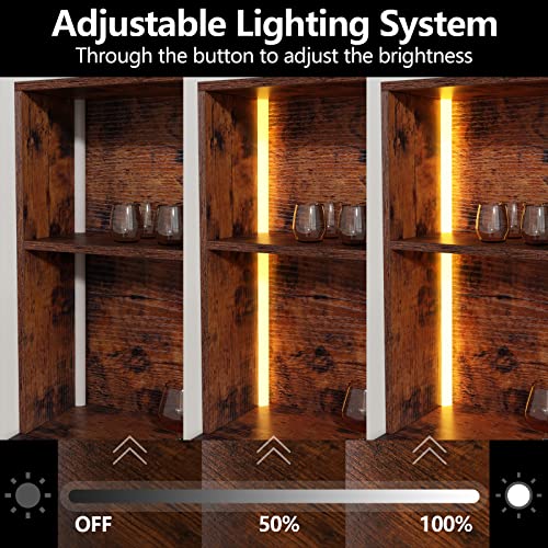 Industrial Wine Bar Cabinet with LED Lights