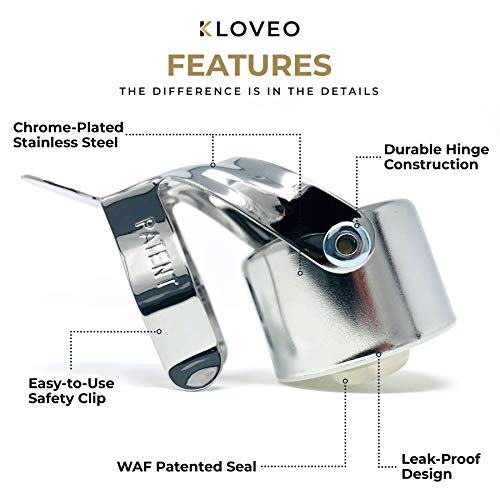 KLOVEO Champagne Stoppers - Patented Seal, Italy-made