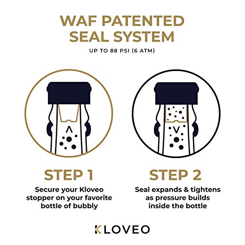 KLOVEO Champagne Stoppers - Patented Seal, Italy-made