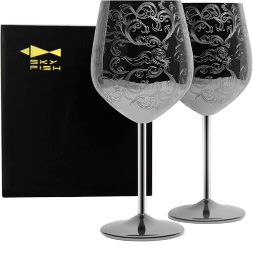 Baroque Stainless Steel Wine Goblets - Set of 2