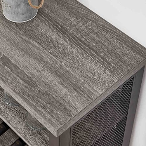 Industrial Rustic Wine Bar Cabinet with Stemware Rack