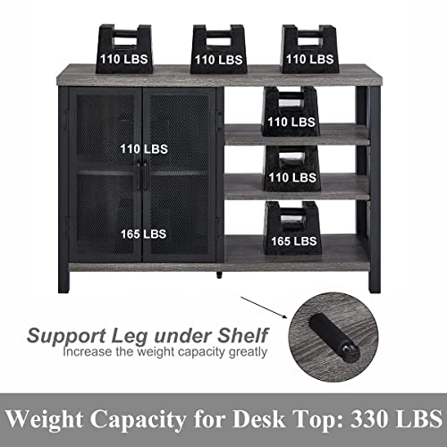 Industrial Rustic Wine Bar Cabinet with Stemware Rack