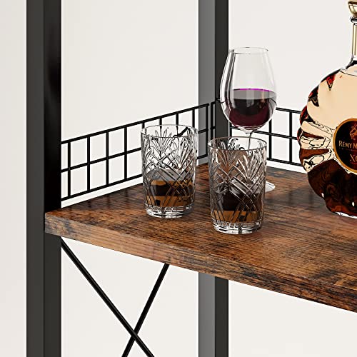 4-Tier Wine Rack with Glass Holder and Storage Drawer