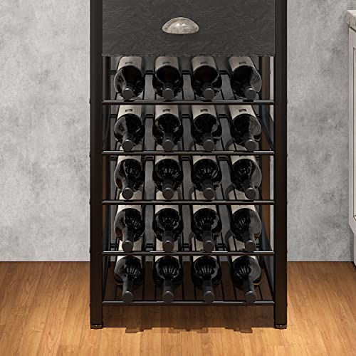 4-Tier Wine Rack with Glass Holder and Storage Drawer