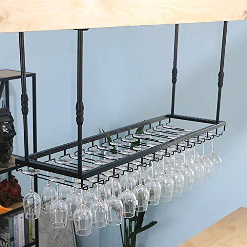 Adjustable Ceiling Mount Wine Glass Holder - Black