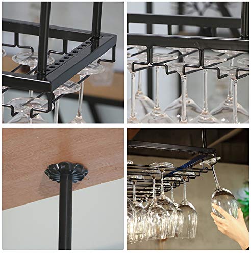 Adjustable Ceiling Mount Wine Glass Holder - Black