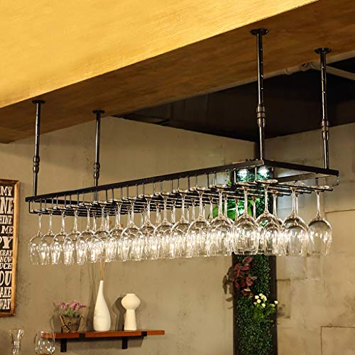 Adjustable Ceiling Mount Wine Glass Holder - Black