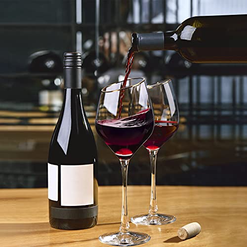 Gold-rimmed Hand-Blown Wine Glasses Set (7 words)