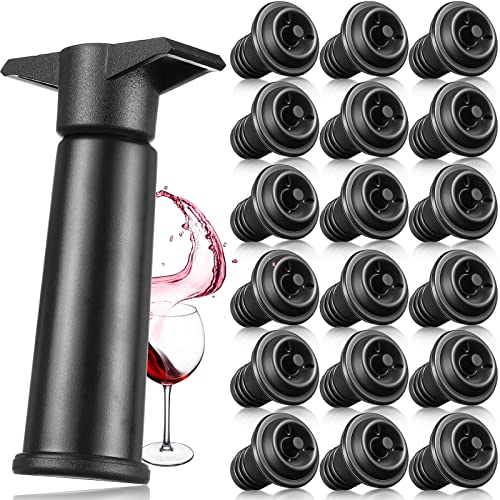 18 Pack Vacuum Wine Stopper Set Black
