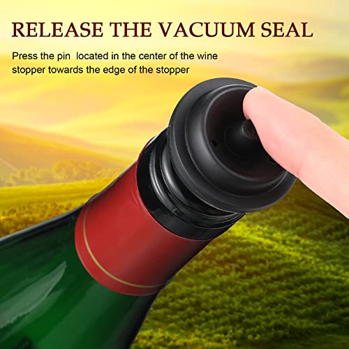18 Pack Vacuum Wine Stopper Set Black