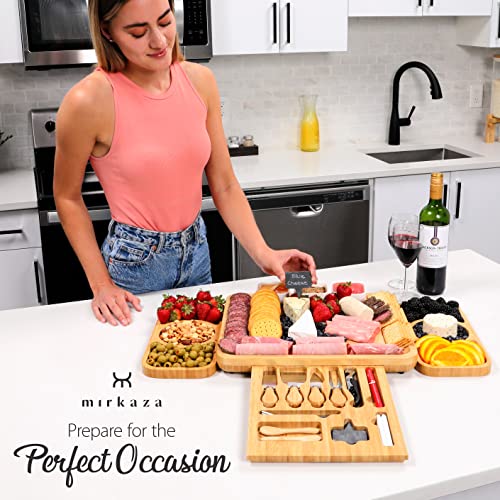 Bamboo Charcuterie Board with Wine Markers