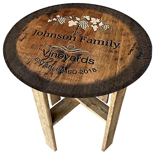 Personalized Barrel End Table with Rustic Charm