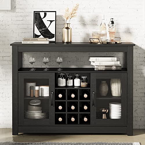 Black Wine Buffet with Removable Rack for Any Room