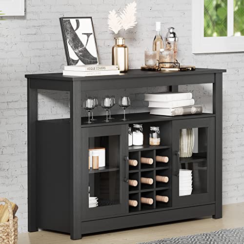 Black Wine Buffet with Removable Rack for Any Room