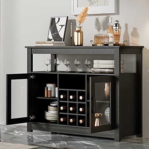 Black Wine Buffet with Removable Rack for Any Room
