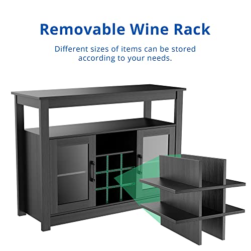 Black Wine Buffet with Removable Rack for Any Room