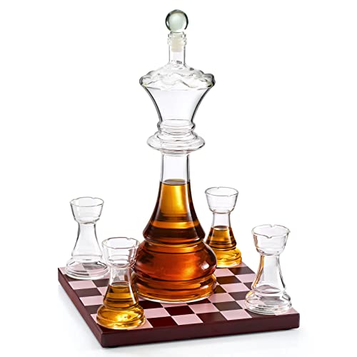 Chess Decanter Set - Queen Gambit, Whiskey & Wine Gifts