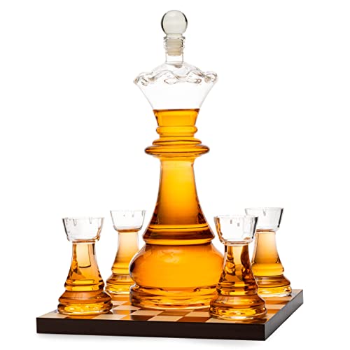Chess Decanter Set - Queen Gambit, Whiskey & Wine Gifts