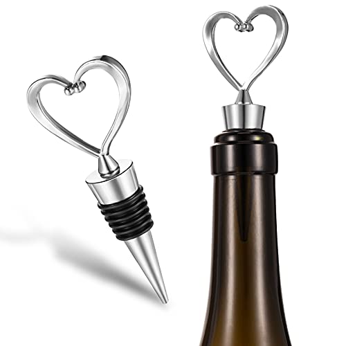 50 Heart Wine Stoppers with Golden Organza Bags