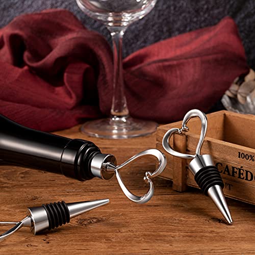 50 Heart Wine Stoppers with Golden Organza Bags