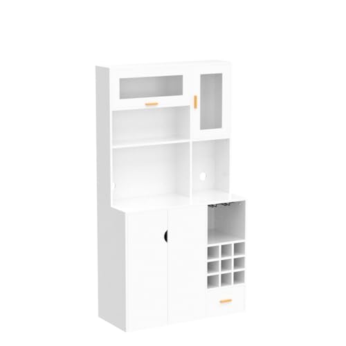 Freestanding Kitchen Hutch with Wine Racks