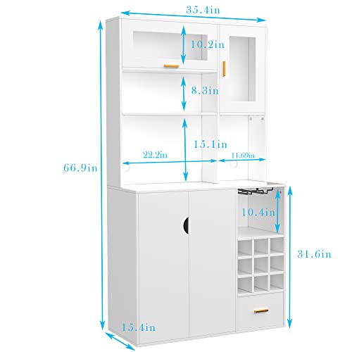 Freestanding Kitchen Hutch with Wine Racks