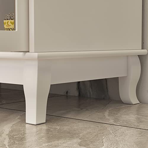 Freestanding Kitchen Cabinet with Wine Rack & Glass Doors