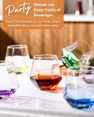 ColoVie Diamond Shaped Colored Wine Glasses Set