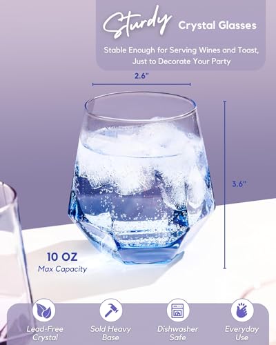 ColoVie Diamond Shaped Colored Wine Glasses Set