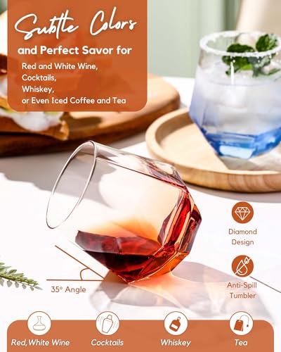 ColoVie Diamond Shaped Colored Wine Glasses Set