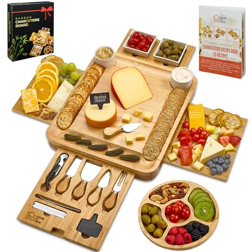 Bamboo Charcuterie Set with Accessories and Gift Box