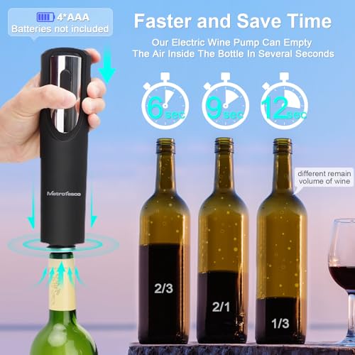 Electric Wine Preserver Set with Bottle Stoppers & Foil Cutter