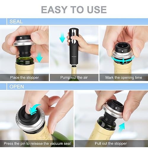 Electric Wine Preserver Set with Bottle Stoppers & Foil Cutter