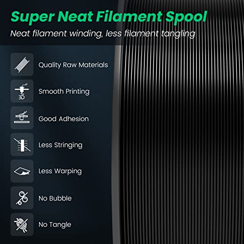 SUNLU Strong Black ABS Filament for FDM 3D Printers