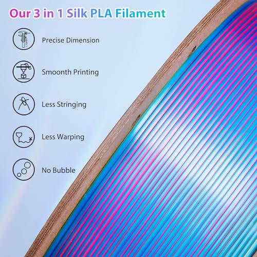 3-in-1 Triple Color Silk PLA 3D Printer Filament