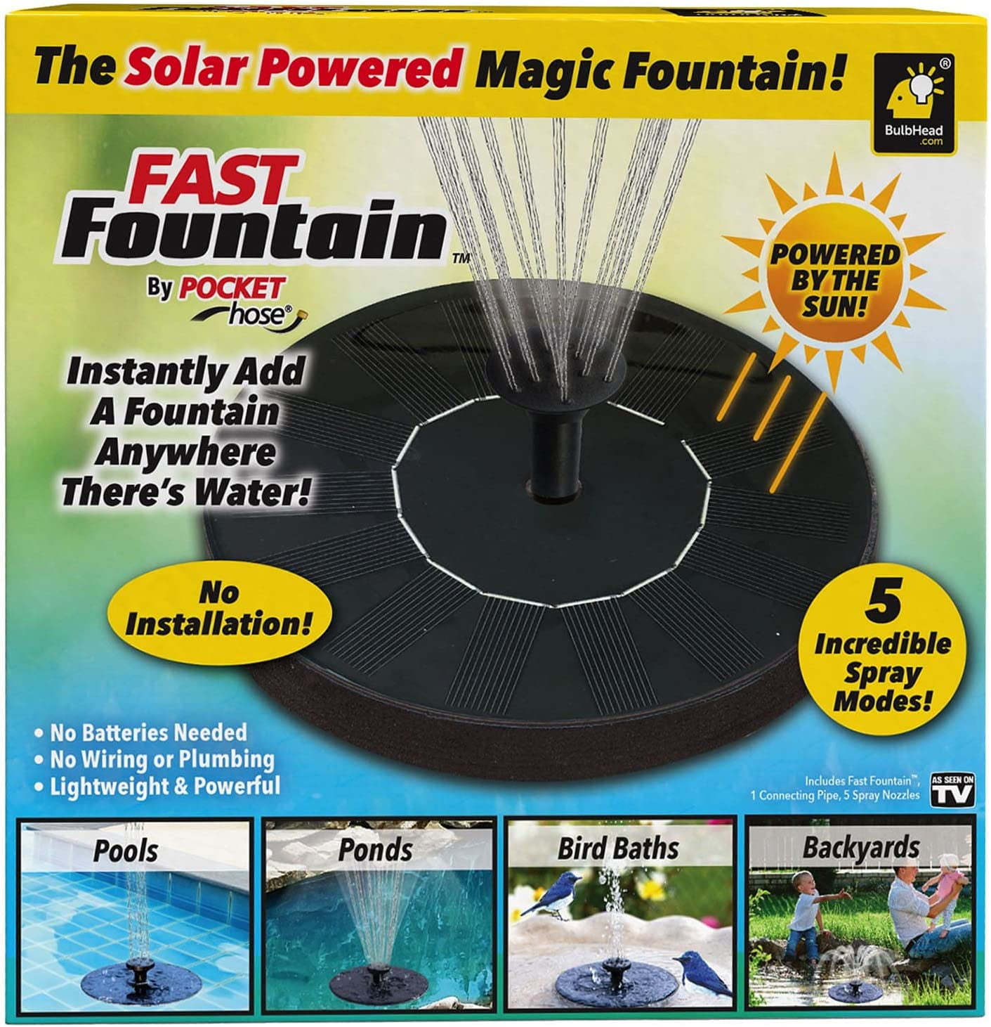 Solar Powered Fast Fountain for Pools and Ponds