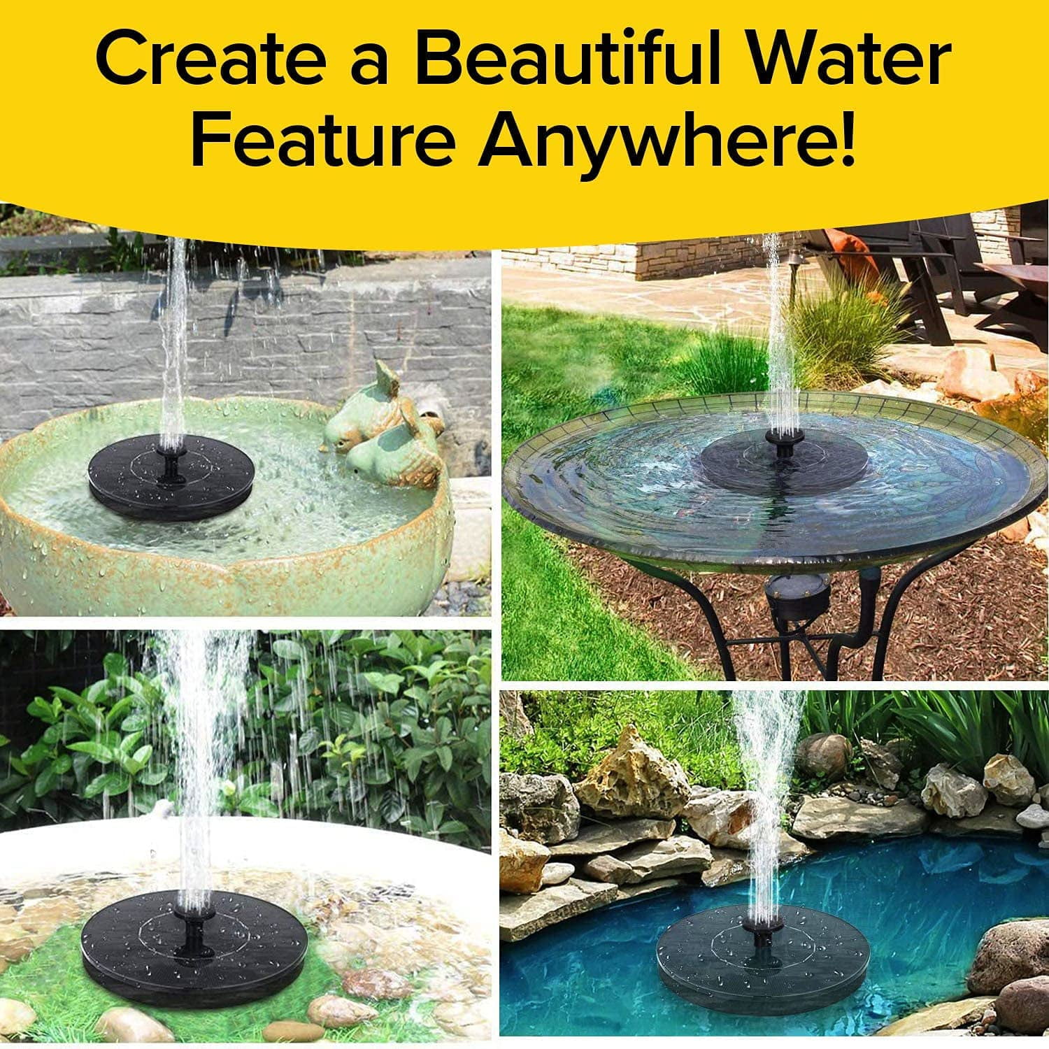 Solar Powered Fast Fountain for Pools and Ponds