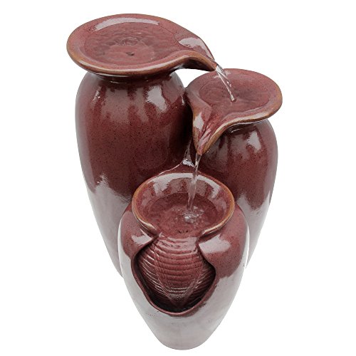 Teamson Home 3-Tiered Jar Waterfall Fountain, 20" Brown