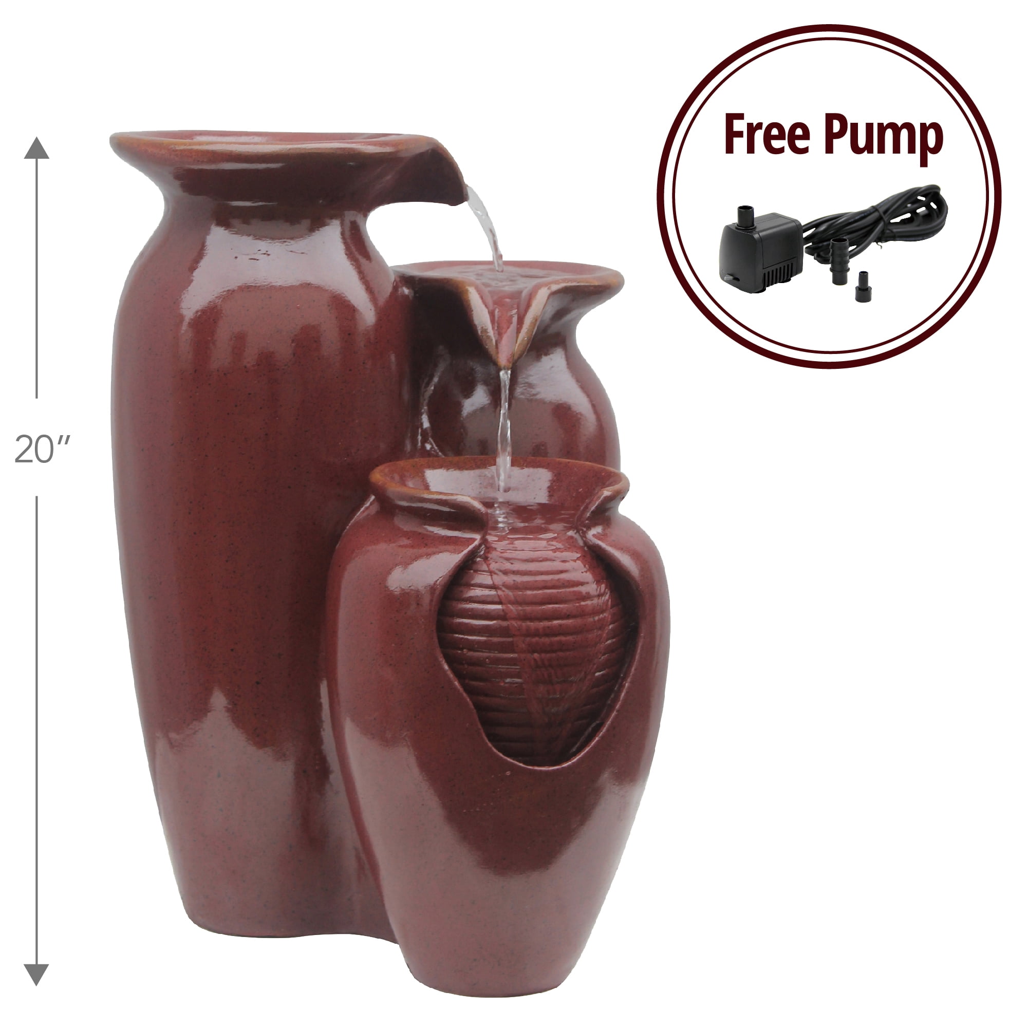 Teamson Home 3-Jar Outdoor Polyresin Fountain