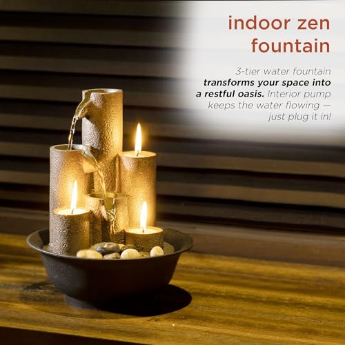 Alpine Corporation Tiered Tabletop Water Fountain with Candles